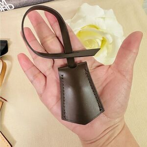 Leather Tag -DARK BROWN GENIUNE DECORATIVE LEATHER TAG